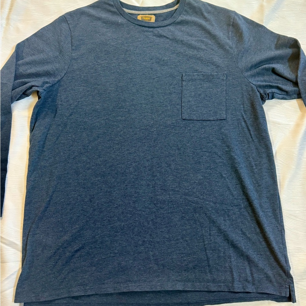 The Foundry Supply Co Men’s 3XLT Long Sleeve Pocket Tee Blue Big & Tall RN 93677